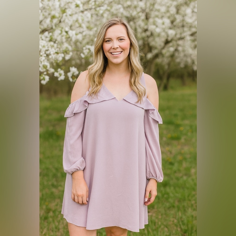 Entro boutique lilac cold shoulder dress